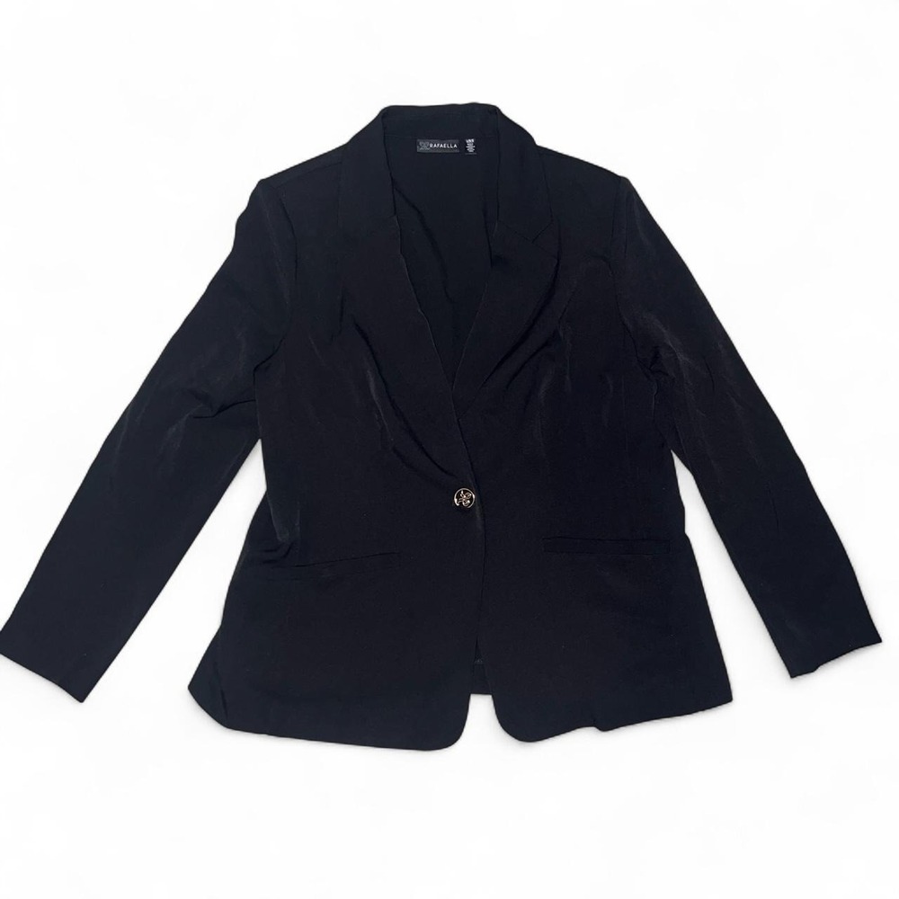 Rafaella Women's Black Blazer Size L Single Button Stretch Office Career Jacket
